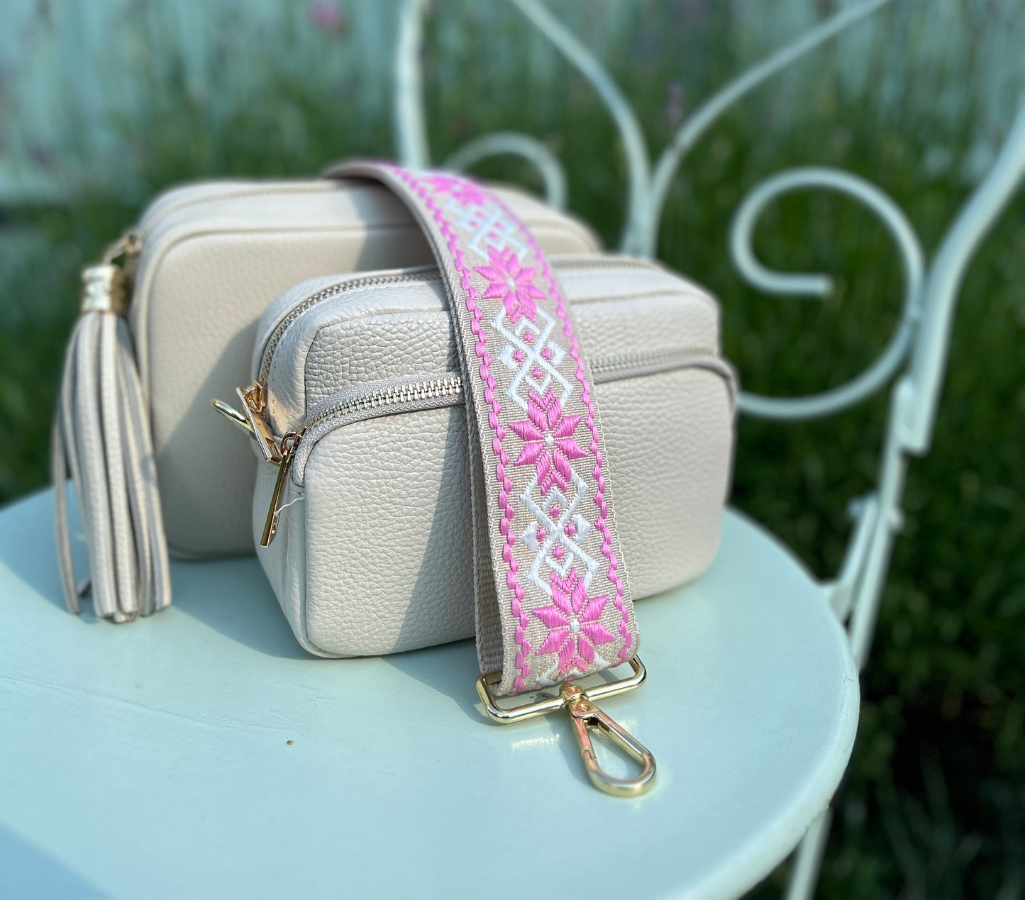 Lotus Bag Strap | Cream & Pink