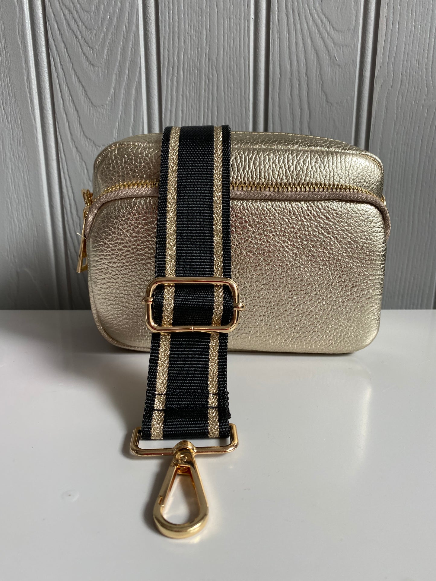 Stripe Bag Strap | Black & Gold