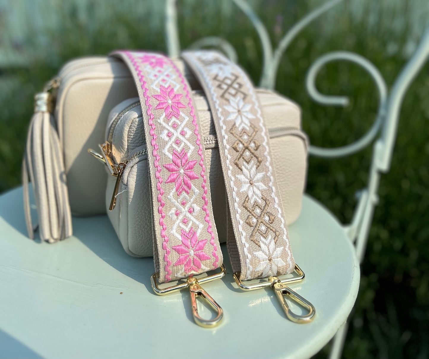 Lotus Bag Strap | Cream & Pink