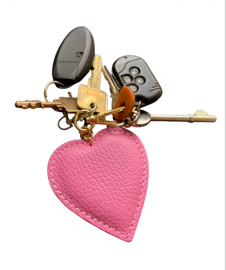 Leather Heart Keyring | Pink