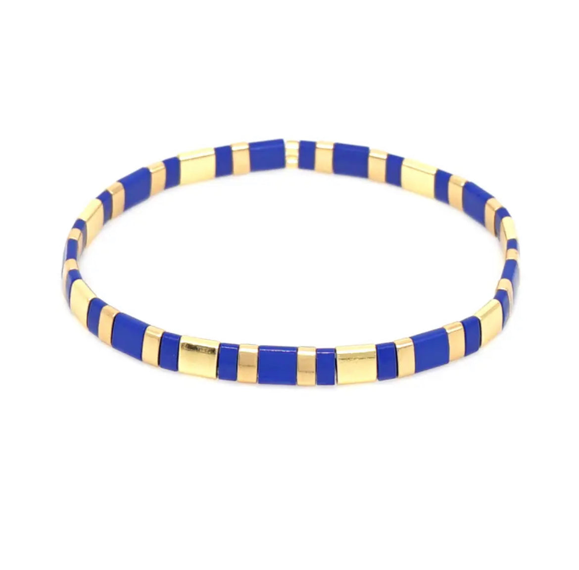 Miyuki Tile Bracelet | Blue & Gold