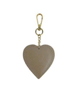 Leather Heart Keyring | Taupe