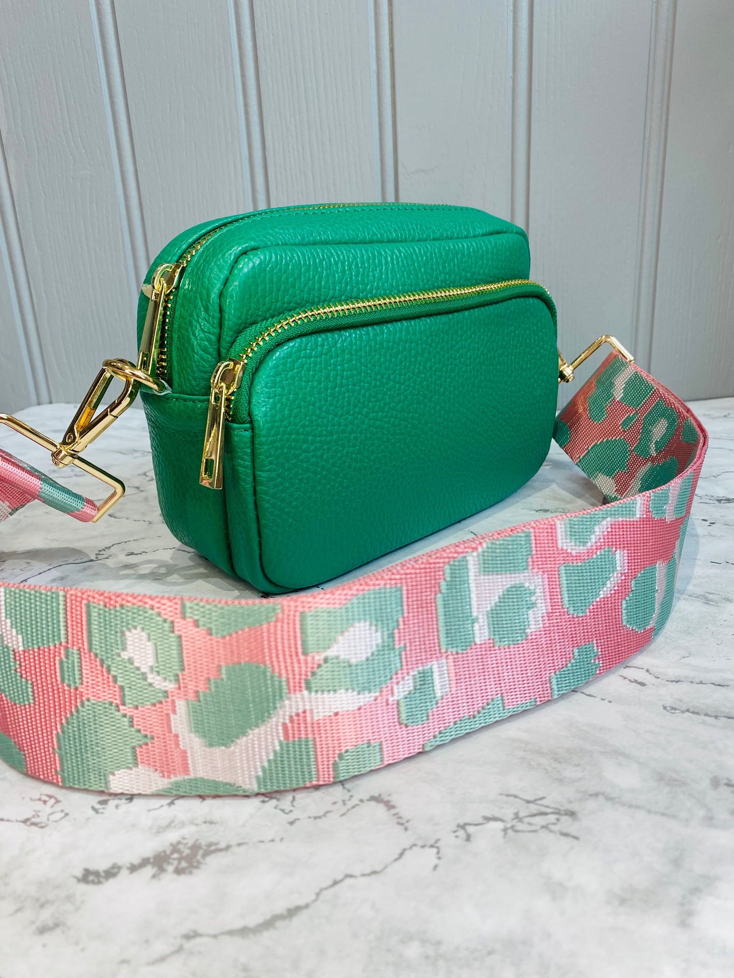 Leopard Print Bag Strap | Pink & Green