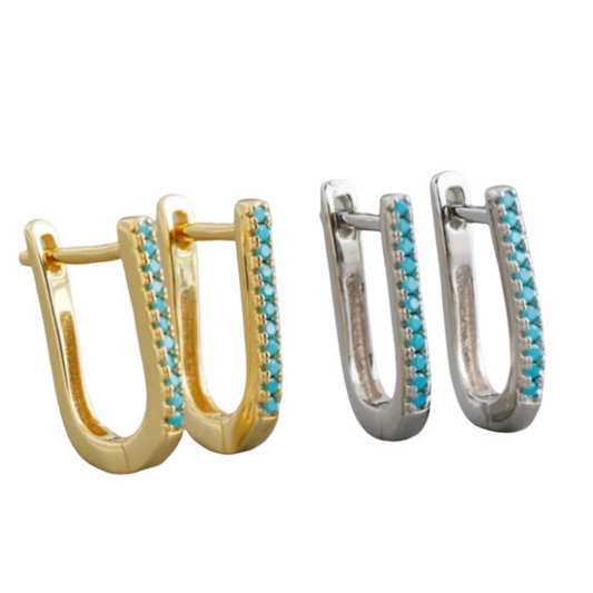 Oval Turquoise SINGLE Huggie | Available in Gold or Silver