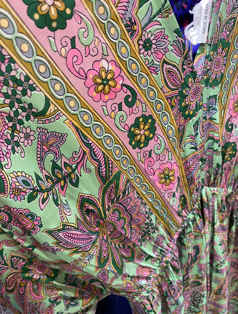 Floral Print Longline Kimono | Mint & Pink