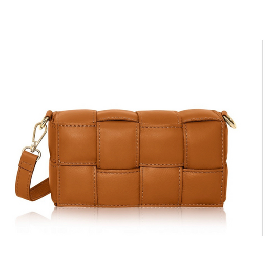 Verona Padded Woven Leather Bag | Tan