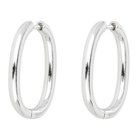 Charley Large Oval Earrings | Silver