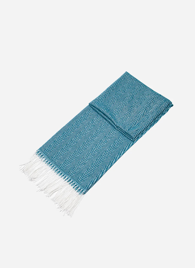 Herringbone Print Blanket Scarf | Teal