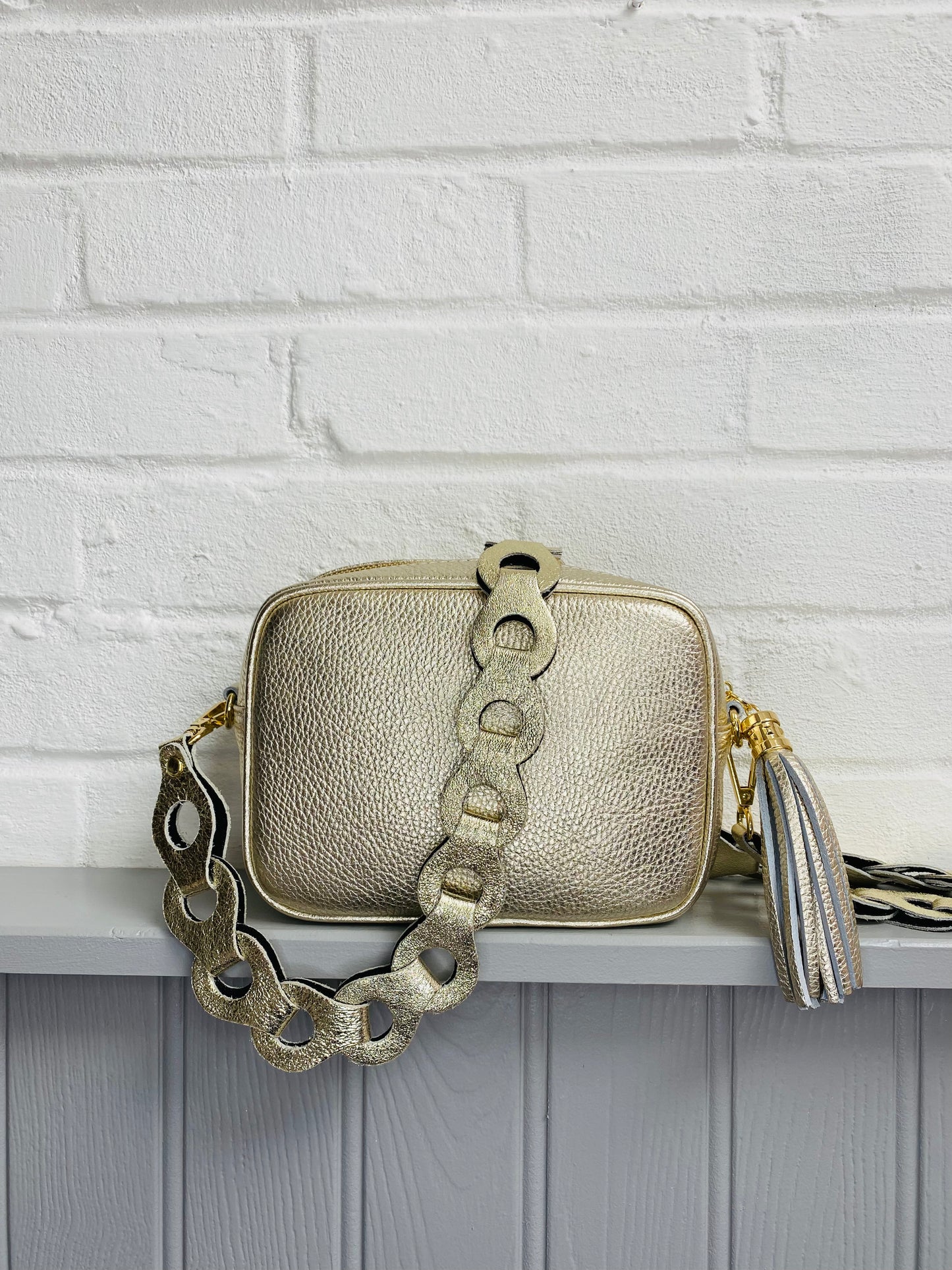 Lottie Leather Camera Bag | Metallic Gold