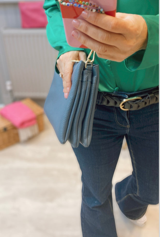 Amalfi Triple Pocket Crossbody Bag | Denim Blue