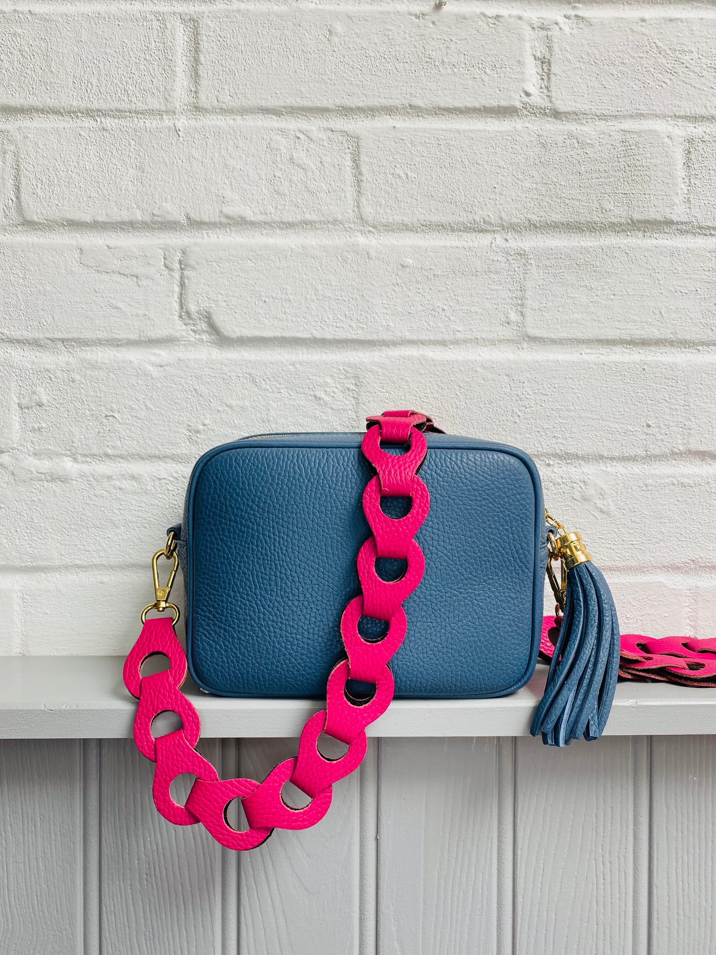 Lottie Leather Camera Bag | Denim Blue