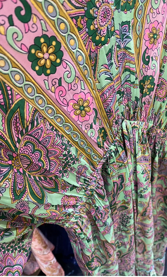 Floral Print Longline Kimono | Mint & Pink