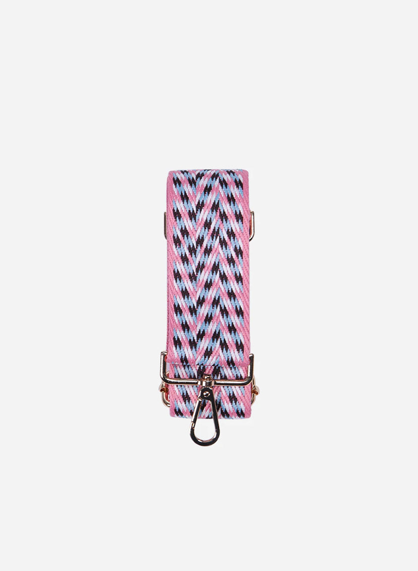 Crosshatch Chevron Bag Strap | Blue & Pink
