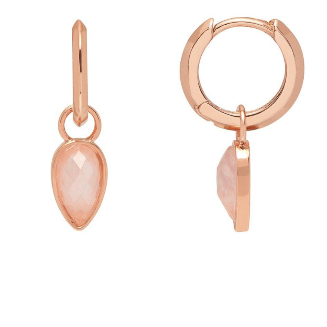 Eva Gemstone Huggie Earrings | Rose Gold