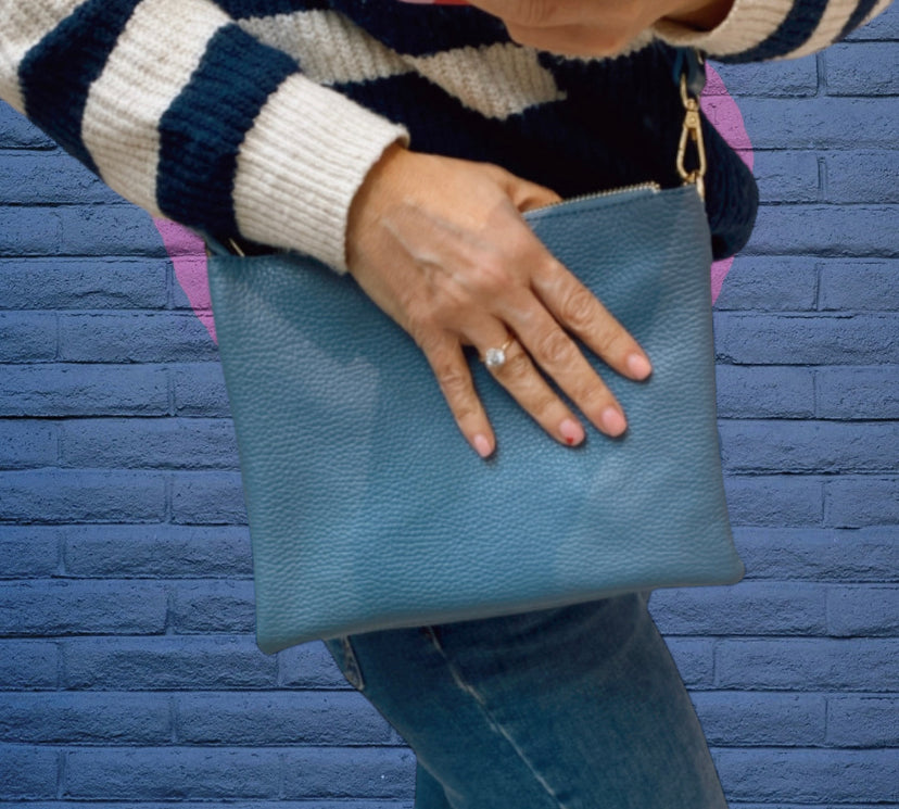 Amalfi Triple Pocket Crossbody Bag | Denim Blue