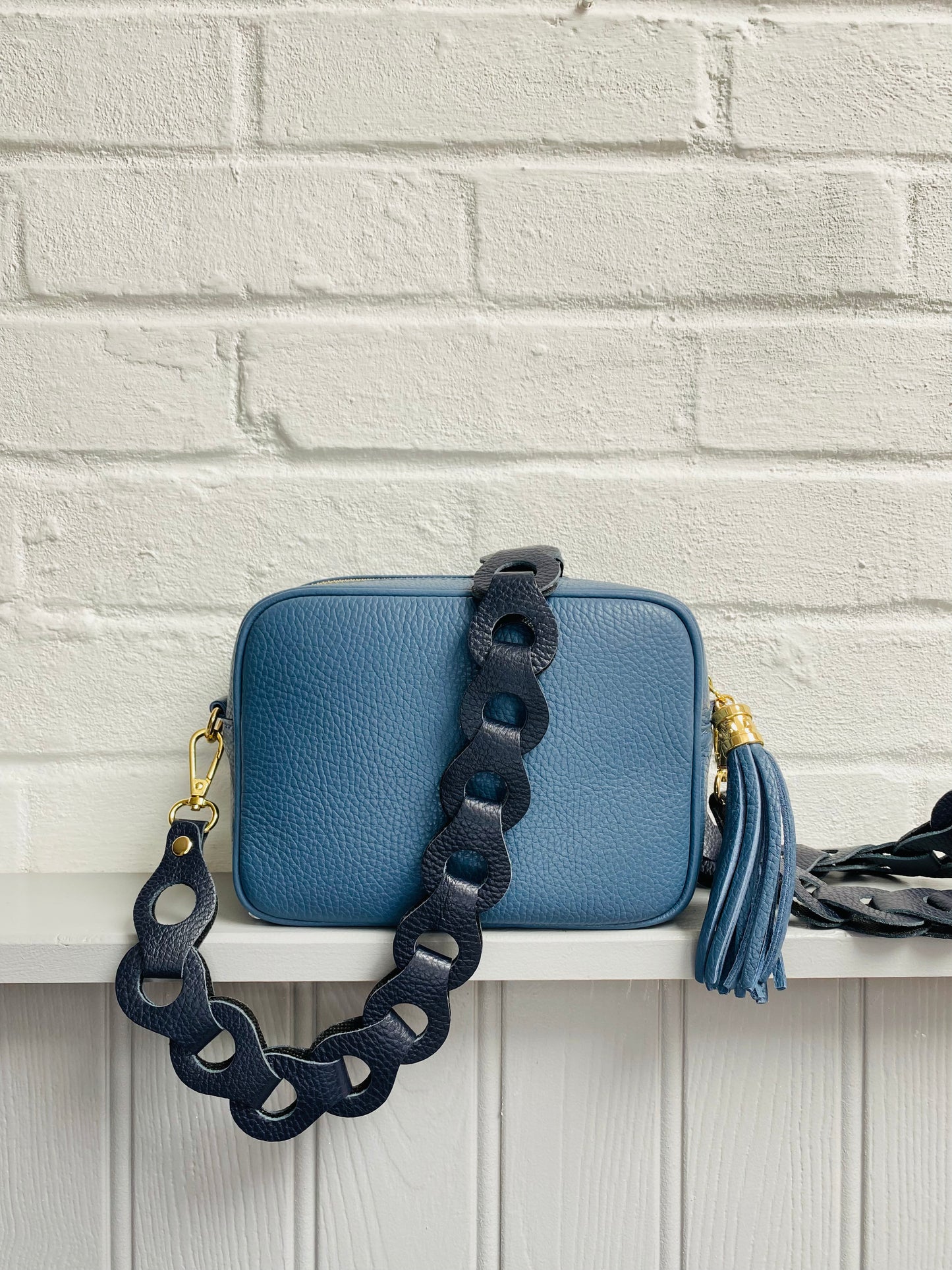 Lottie Leather Camera Bag | Denim Blue
