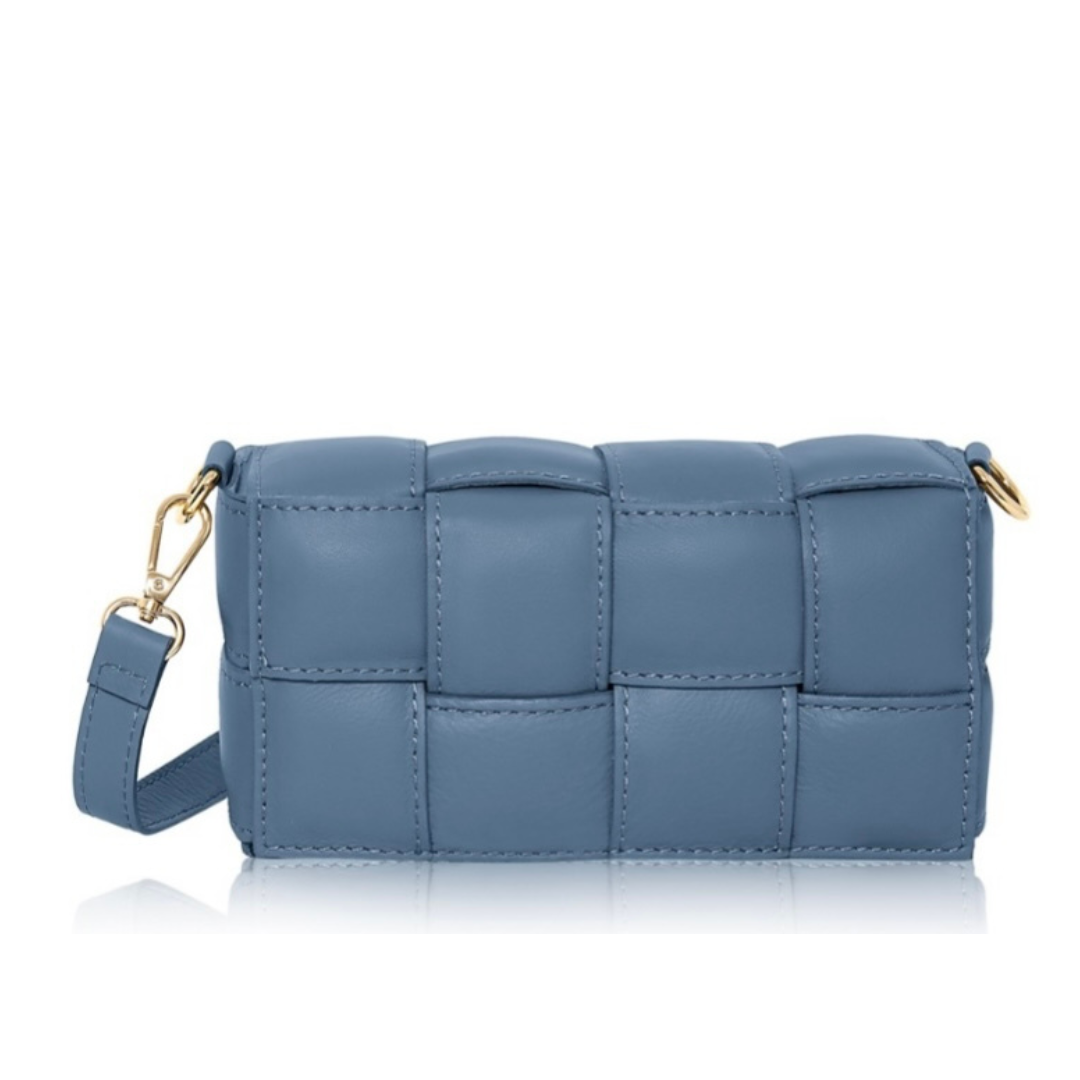 Verona Padded Woven Leather Bag | Denim Blue