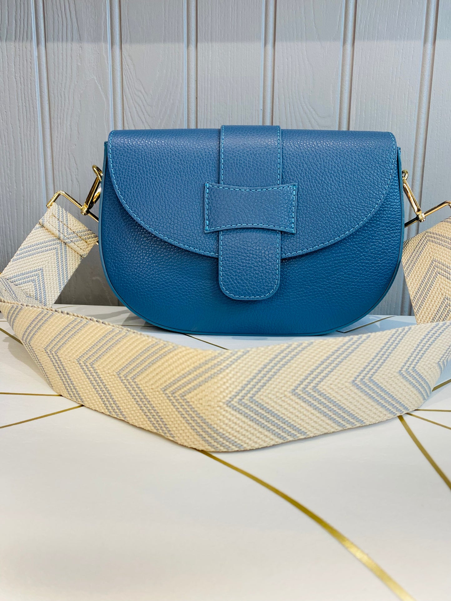 Milano Leather Crossbody Bag | Denim Blue