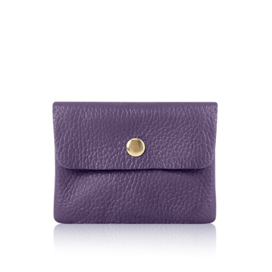 Leather Credit Card Coin Purse | Purple
