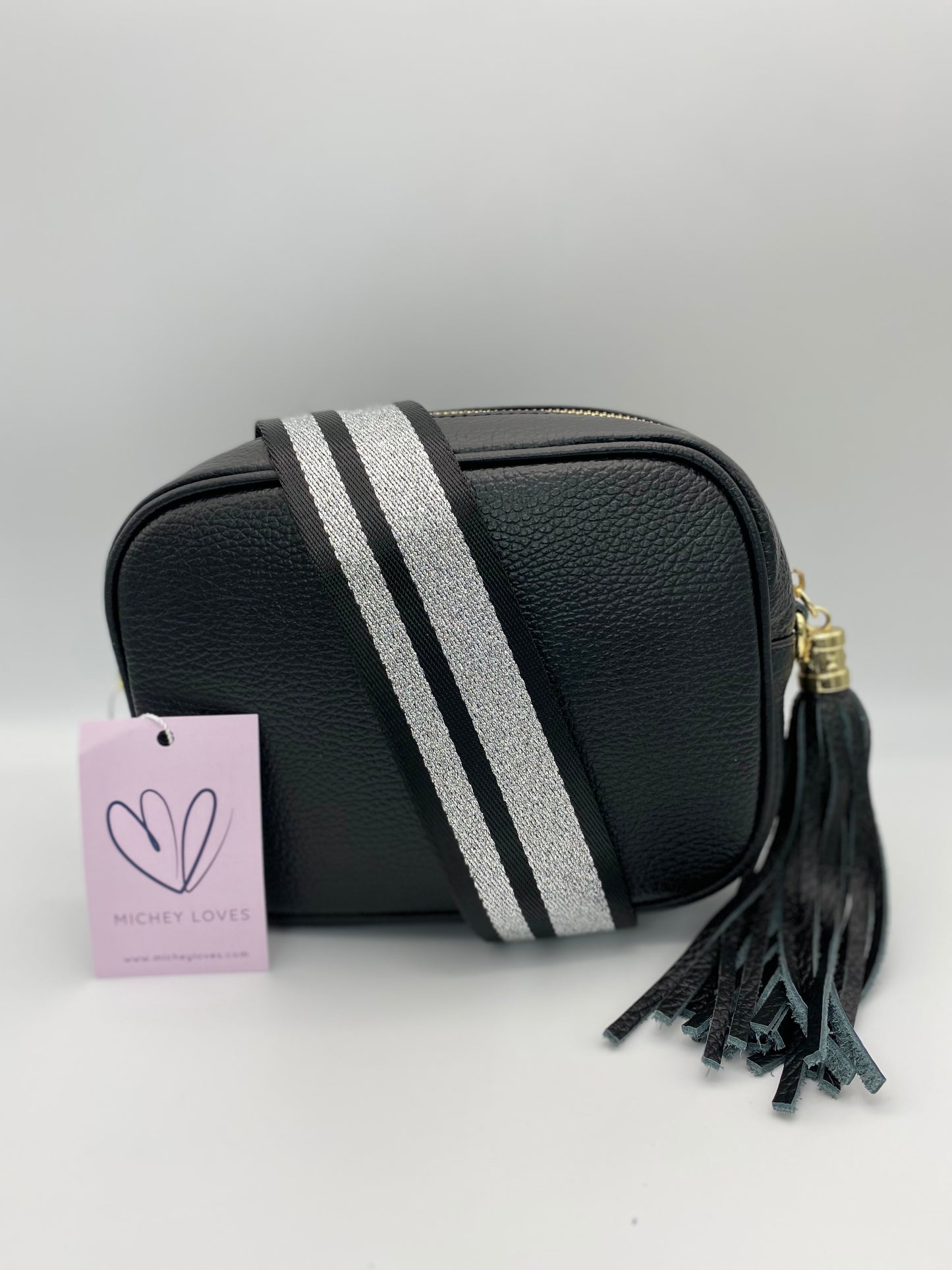 Stripe Bag Strap | Black & Silver