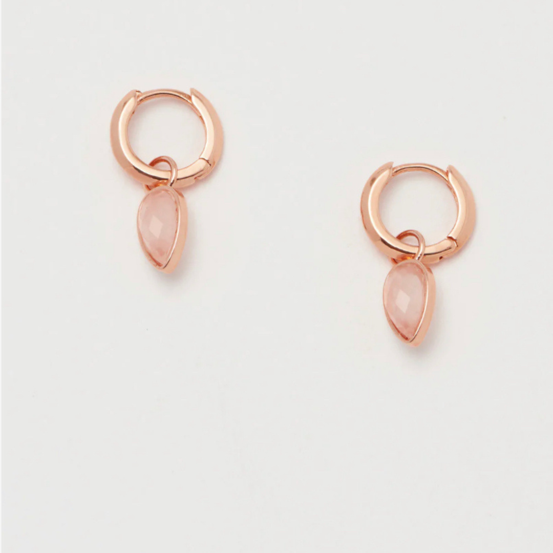 Eva Gemstone Huggie Earrings | Rose Gold