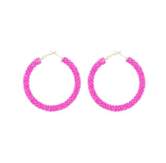 Pinkalicious Beaded Hoop Earrings