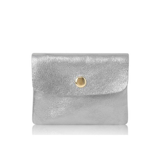 Leather Credit Card Coin Purse | Silver