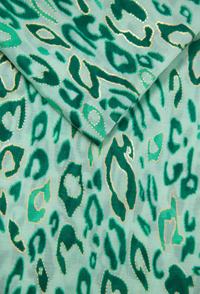 Leopard Print Scarf with Foil | Green