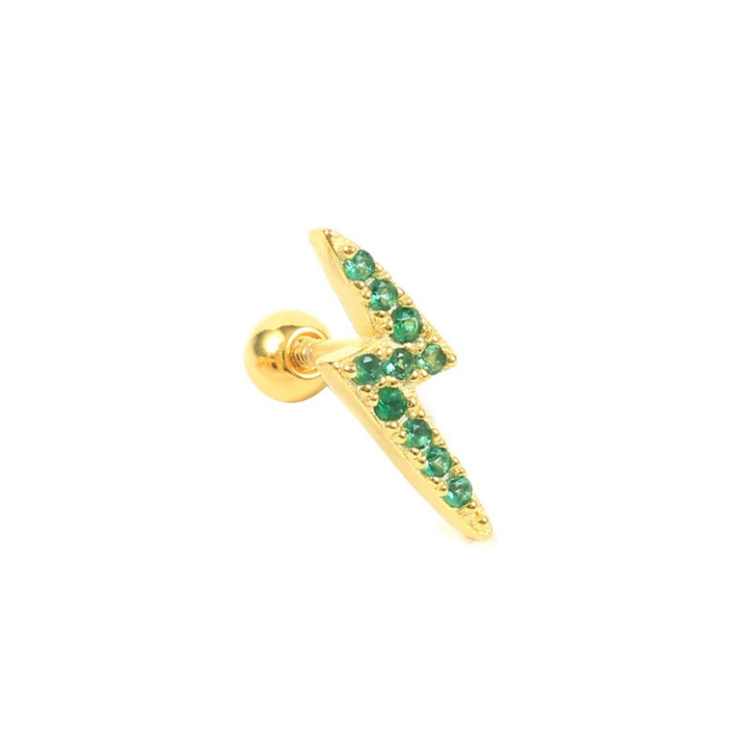 Lightning Bolt Stud SINGLE Earring | Green