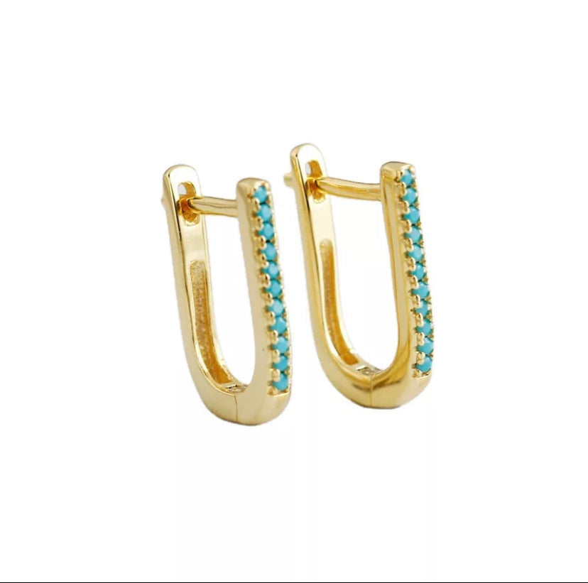 Oval Turquoise SINGLE Huggie | Available in Gold or Silver