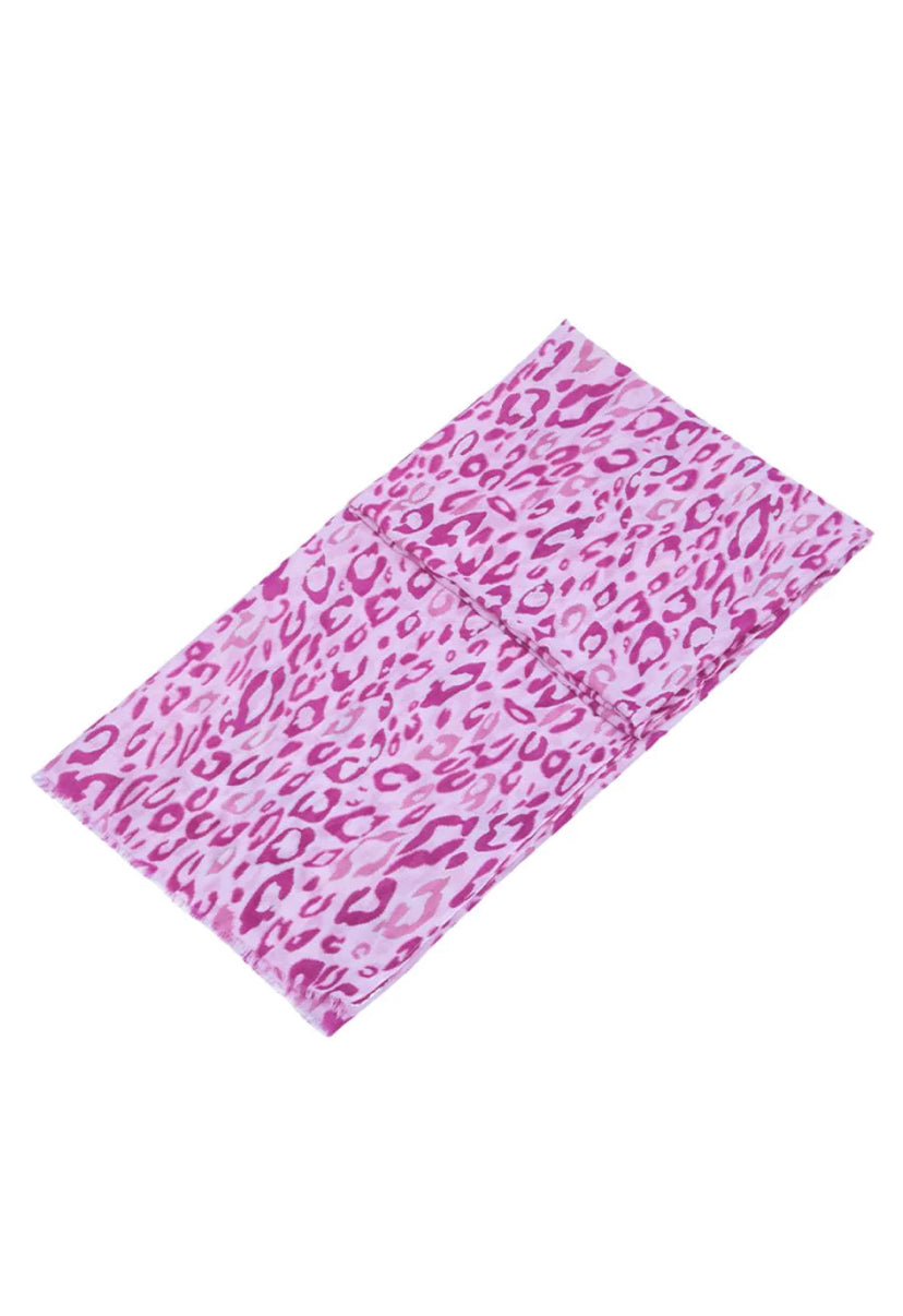 Leopard Print Scarf with Foil | Fuchsia