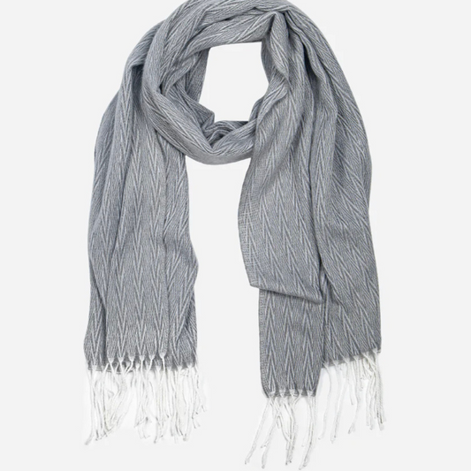 Herringbone Print Blanket Scarf | Grey